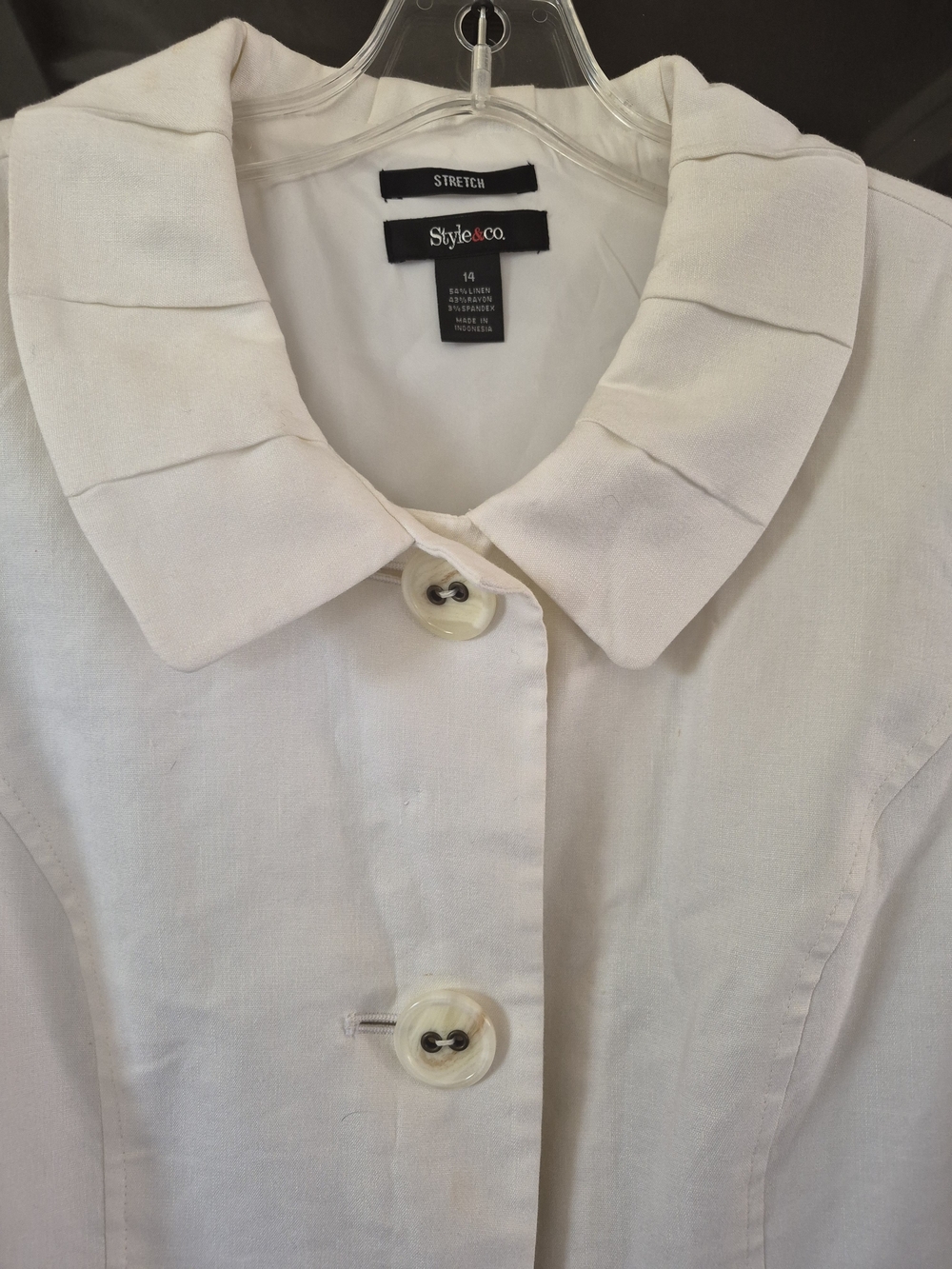 Style & Co. Cream Women's Button-Front Jacket 14